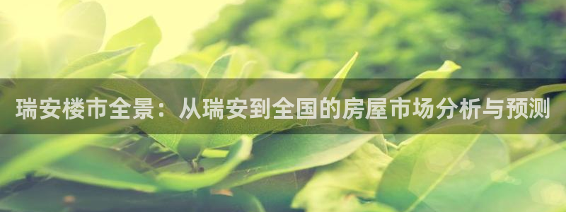 新宝股东瞧听2 5 5：瑞安楼市全景：从瑞安到全国的房屋市场