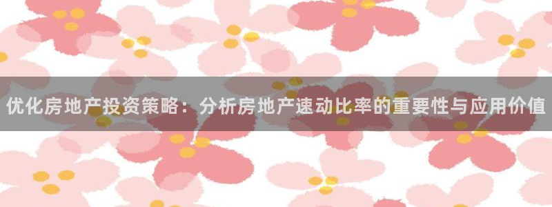 新宝5玩法：优化房地产投资策略：分析房地产速动比率的重要性与